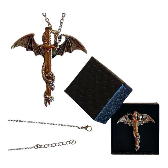 Dragon Jewelry Set – Fantasy Necklace & Bracelet, Gothic Medieval Accessories - Picture 2 of 9